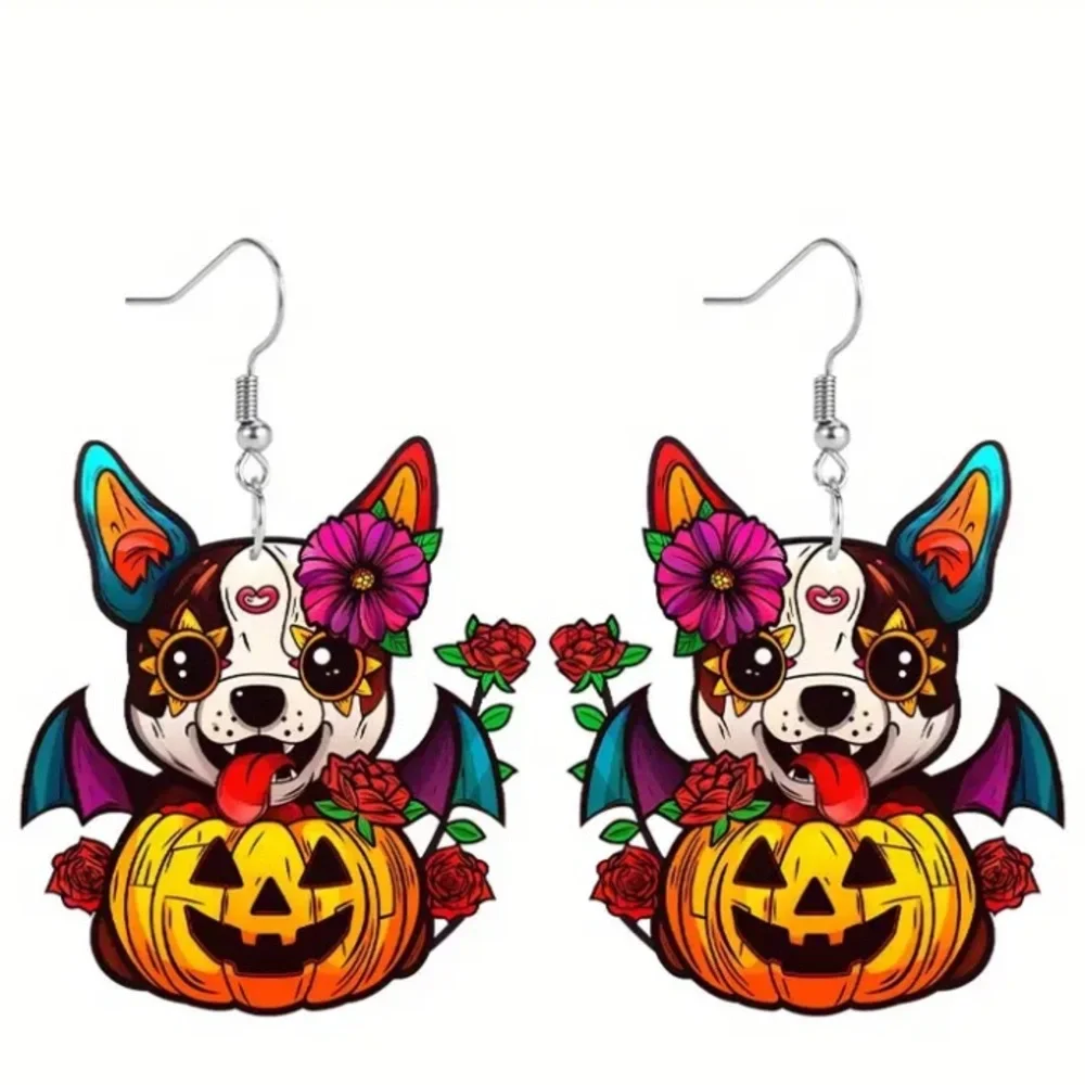Halloween Puppy & Pumpkin Earrings